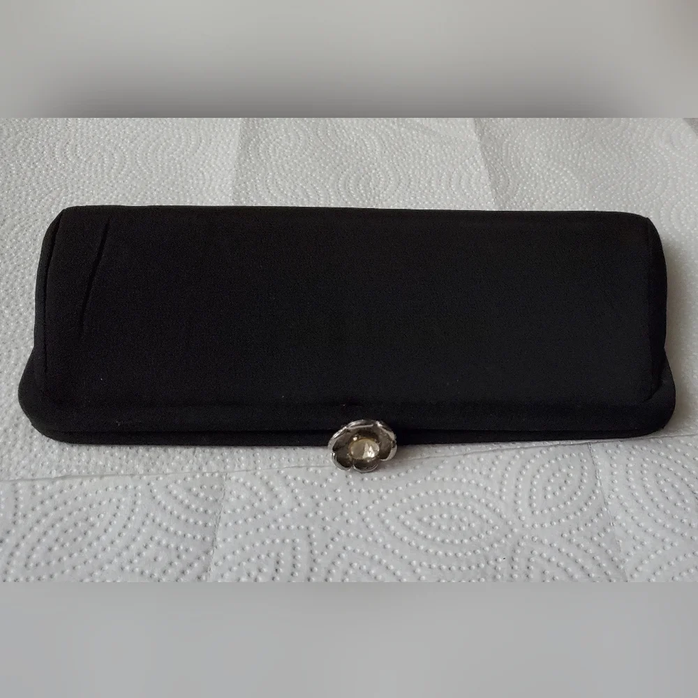 Vintage Black Silky Formal Clutch Purse - Picture 7 of 7